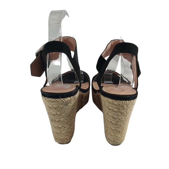 MADDEN GIRL! SLEEK BLACK VEGAN SUEDE ESPADRILLE WEDGE HEELS, SANDALS! SZ 8M - Picture 6 of 10